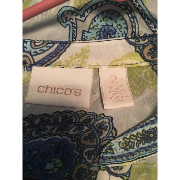 Chicos 2 Women's Size (M-L) Sheer Tunic Cover Up Top High Low Hem Paisley Design - Picture 5 of 5